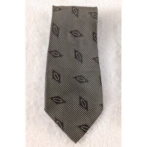 Altea Milano Silk Tie Made in Italy Geometric Pattern‎ Gold Navy Men's Necktie